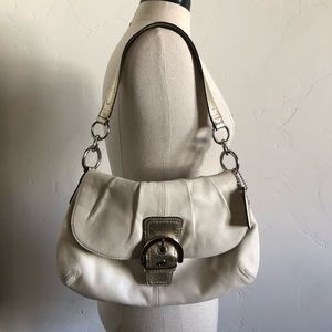 COACH SOHO LEATHER FLAP SHOULDER BAG WHITE
